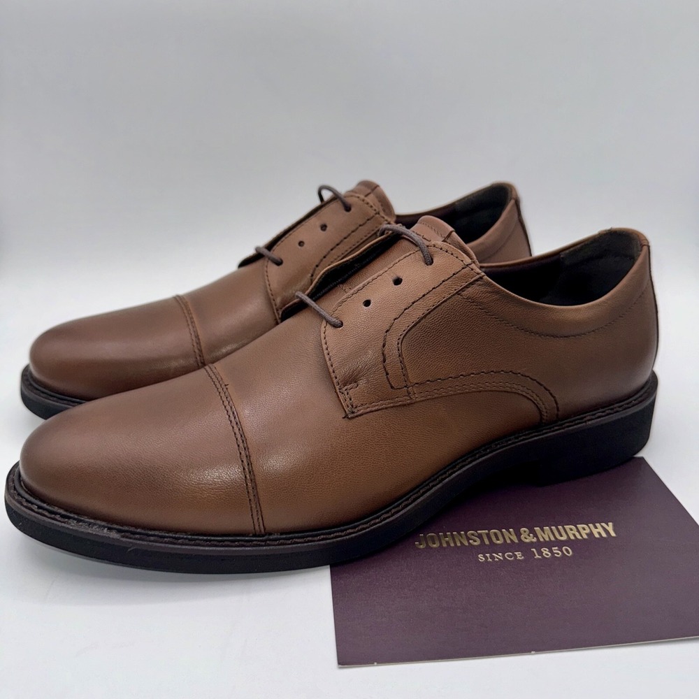 Johnston‎ & Murphy Beasley Oxfords Men's Size 11 Tan Grain Leather Cap Toe
